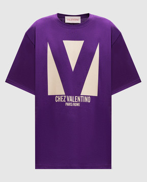 Valentino Purple T-shirt with logo print 6B3MG24H95W