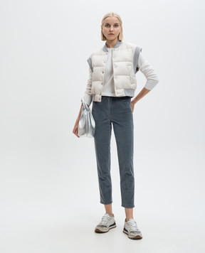 Peserico Gray corduroy trousers with logo P04977T303646