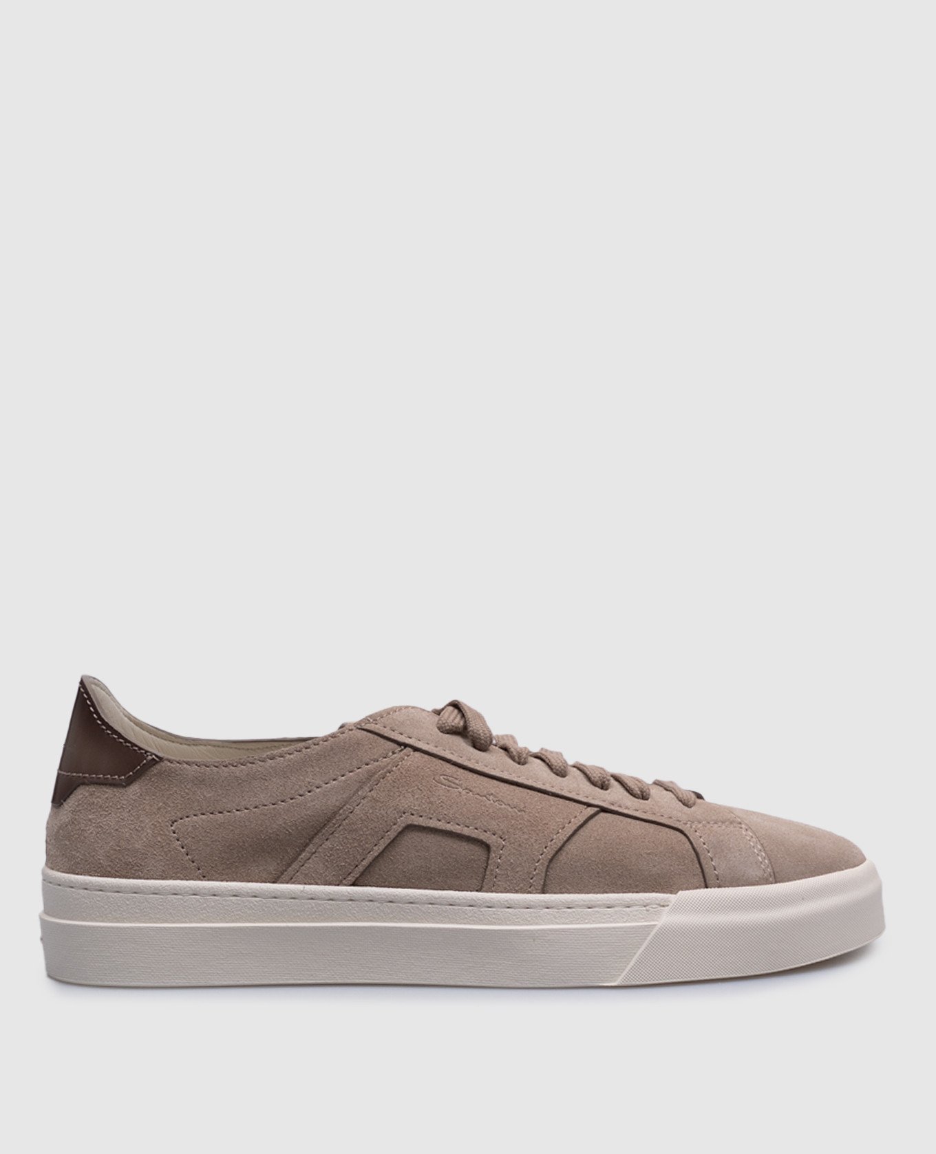 Beige suede sneakers with logo Santoni