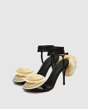 Magda Butrym Black sandals with applique FLOWERSHOES530425