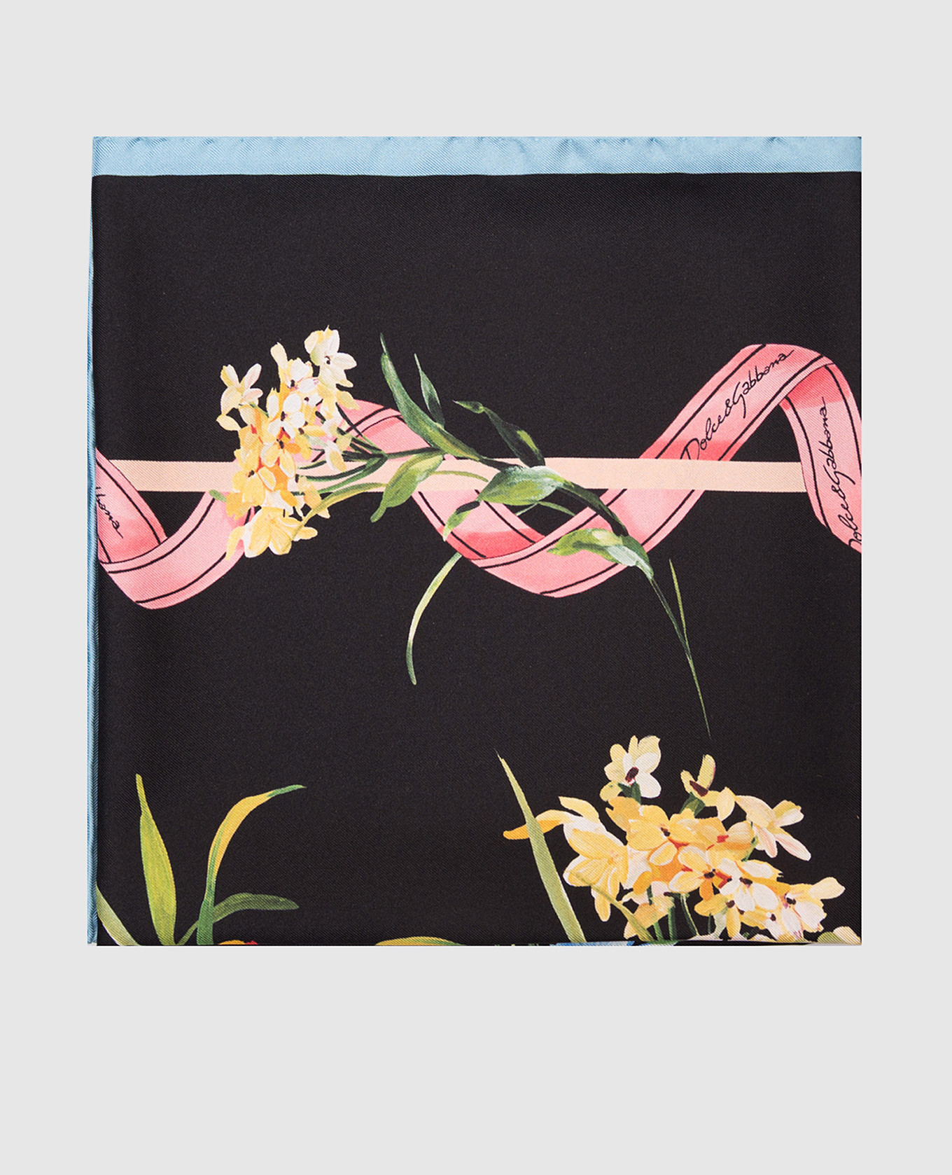 

Black silk scarf with floral print Dolce&Gabbana