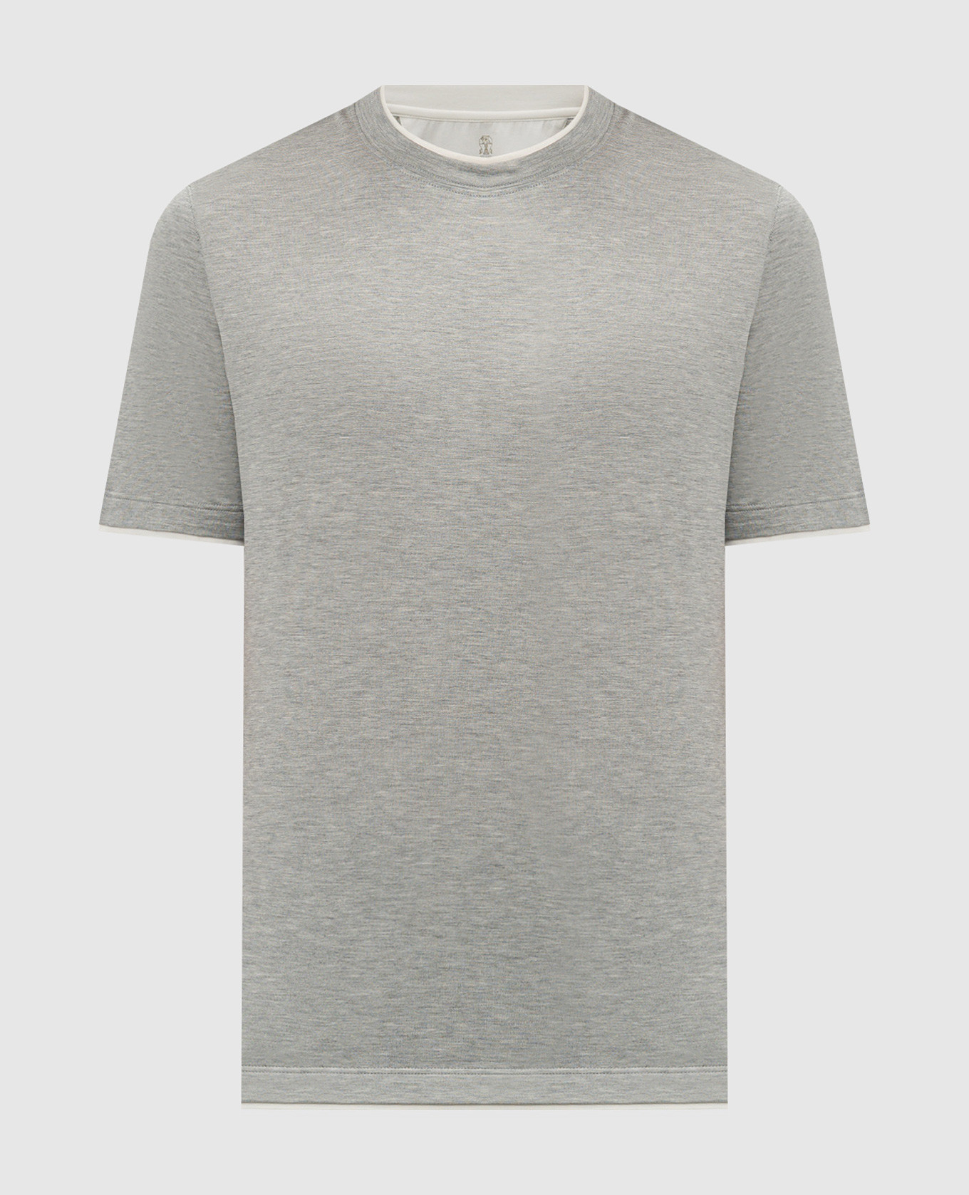 Gray melange t-shirt with silk brunello cucinelli
