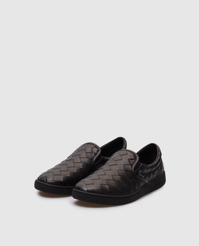 Bottega Veneta Black Intrecciato leather slip-ons 775320V3HB0