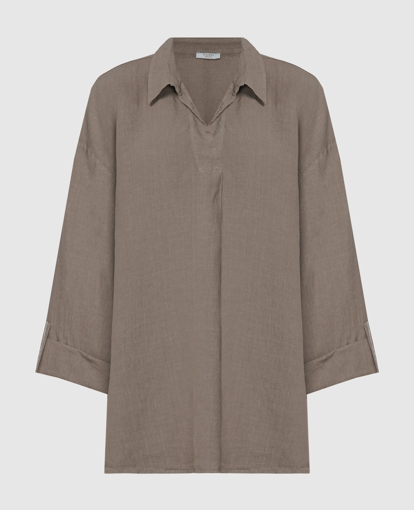 

Brown linen blouse with monil chain Peserico