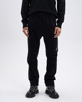 C.P. Company Black pants with logo patch MPA211A005529G