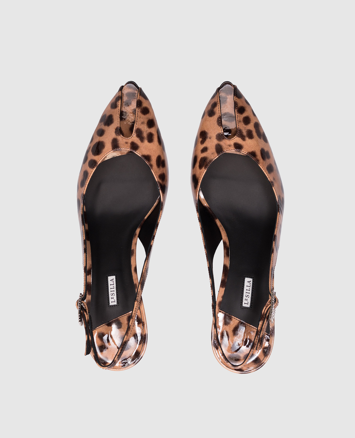 

Brown patent leather slingbacks CLIVAGE in animal print Le Silla