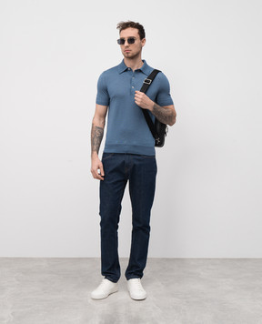 Tom Ford Blue cashmere and silk polo shirt KPS027YMK005S23