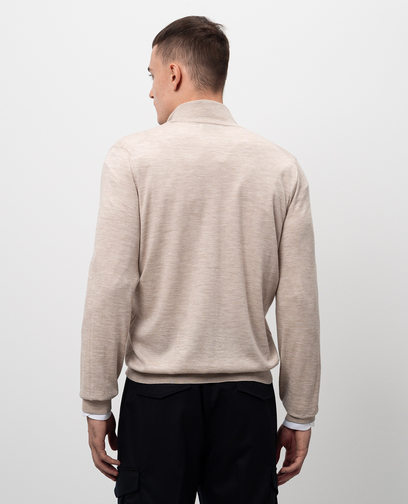 Beige melange wool and cashmere cardigan Brunello Cucinelli 4