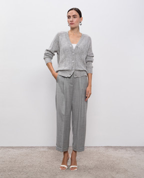 Peserico Gray wool pants with lurex P04079D03359