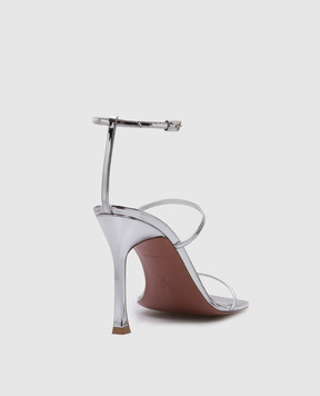 Amina Muaddi MAYA silver leather sandals 11S351640MAY