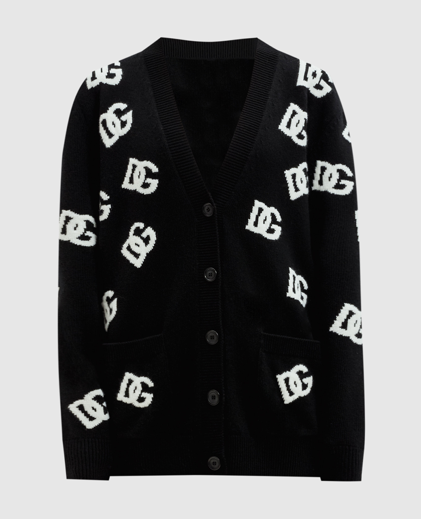 

Black wool cardigan in logo pattern Dolce&Gabbana