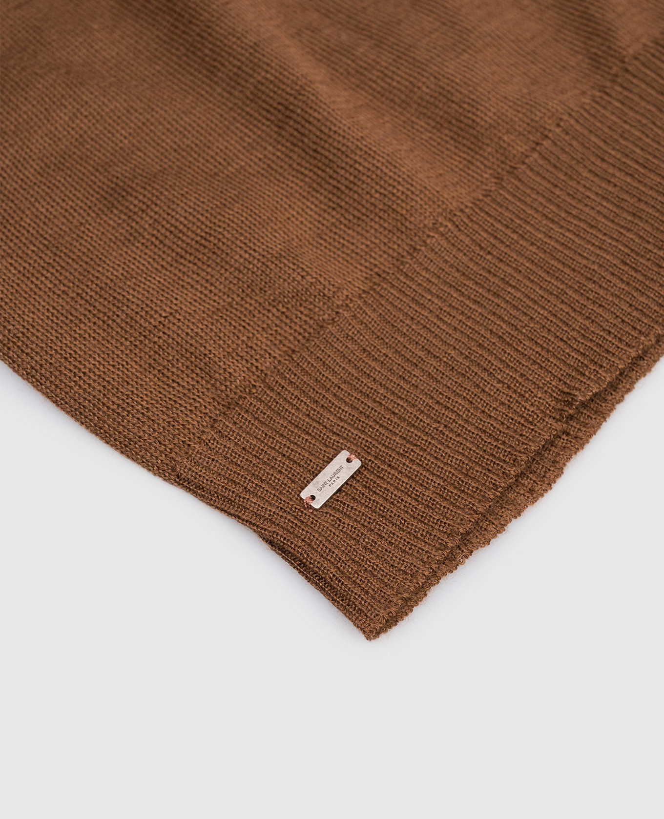 Brown cashmere hat with logo Saint Laurent 4