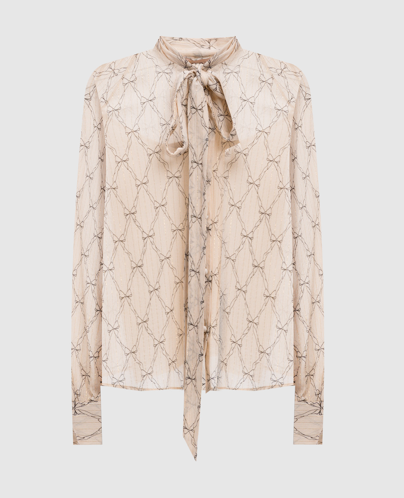 

Beige blouse with silk and lurex Twinset, White