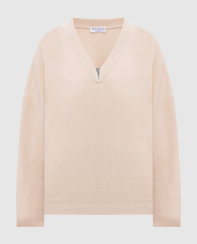 Brunello Cucinelli Beige pullover with monil chain M19255002