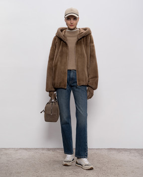 Brunello Cucinelli Brown wool, cashmere and silk sweater with monil chain M16222704