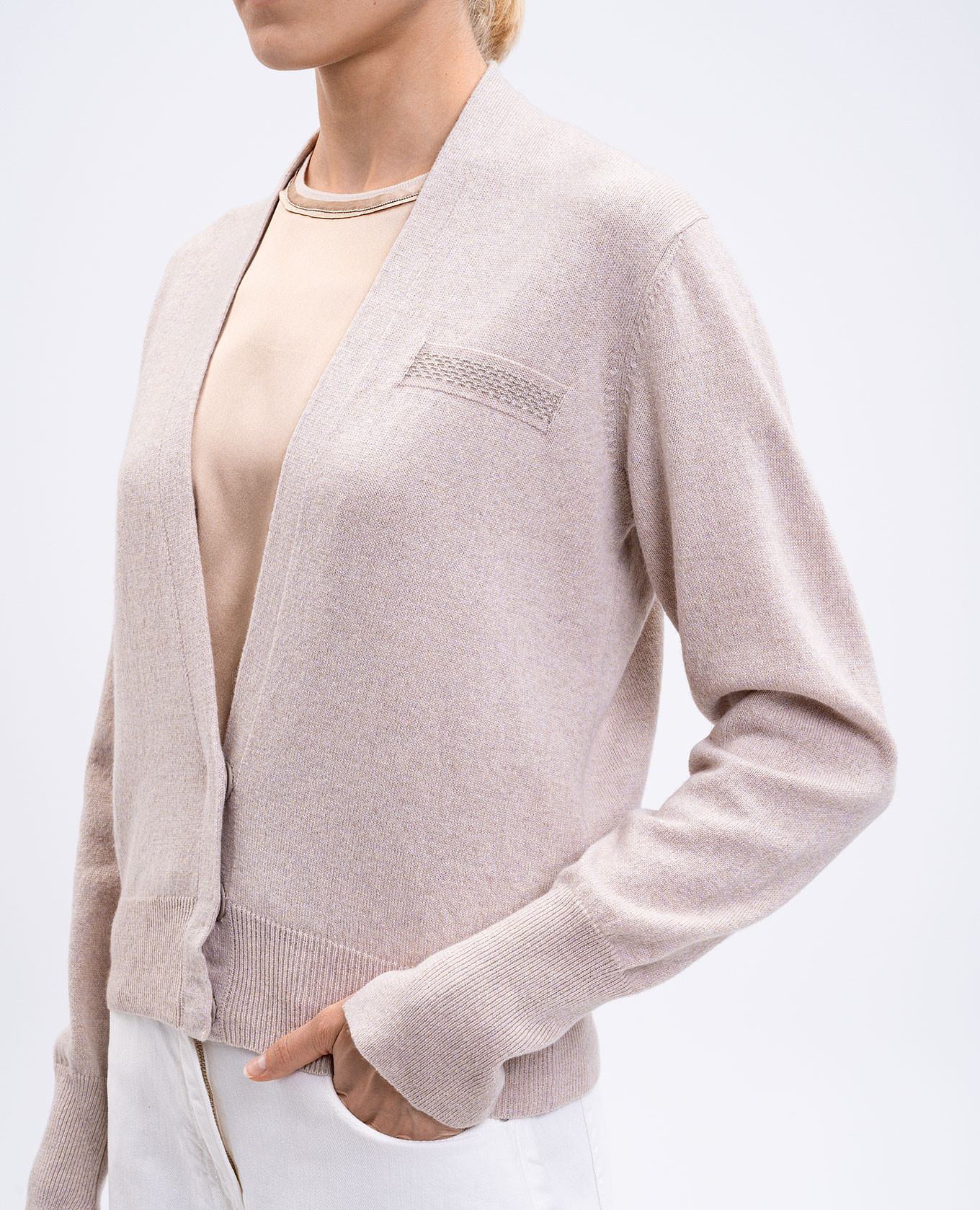 

Beige cardigan made of wool, silk and cashmere Peserico