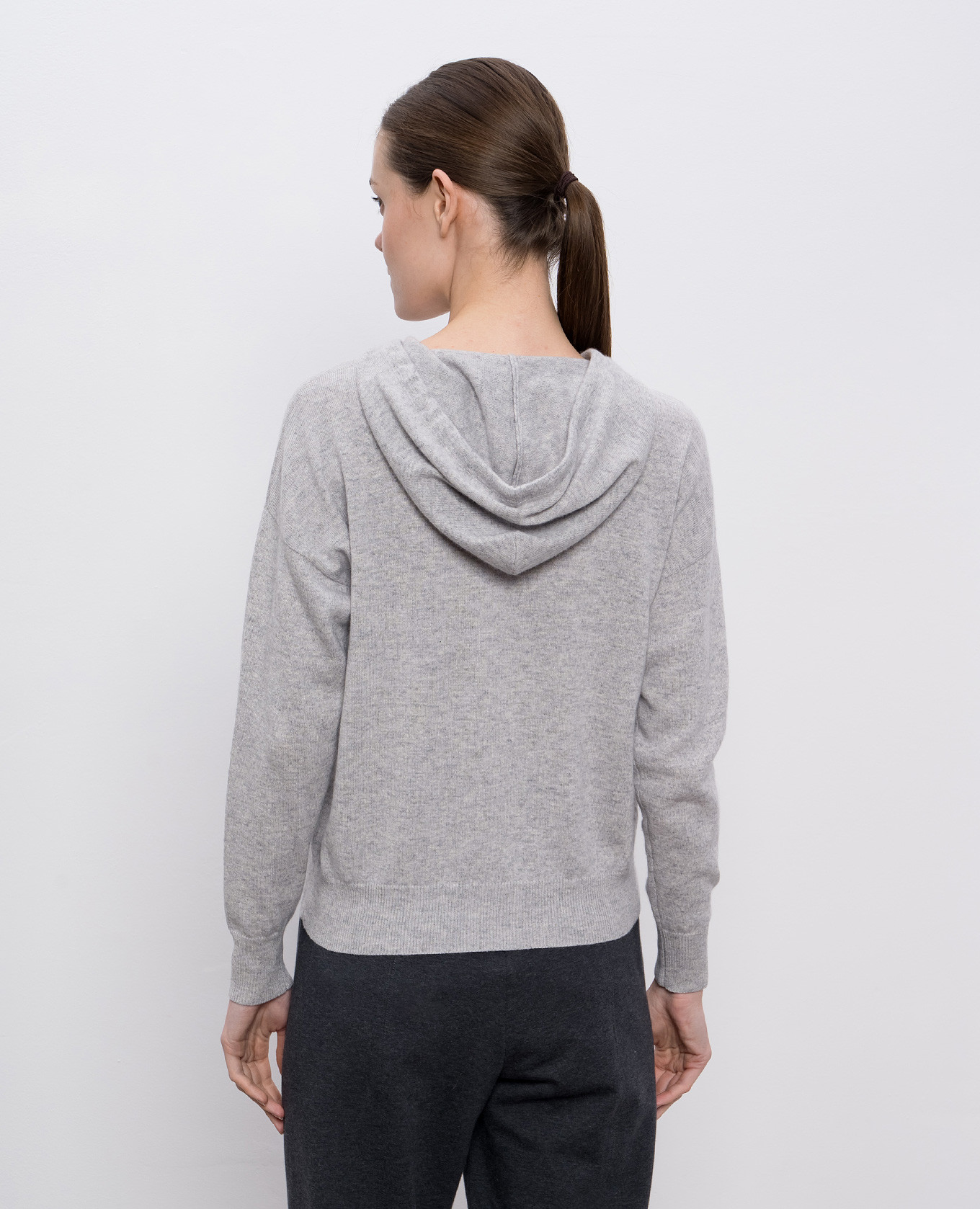 

Grey melange wool, silk and cashmere hoodie Peserico
