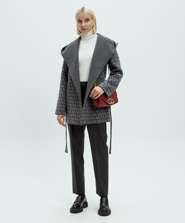 Valentino Iconographe patterned gray double-sided wool and cashmere scented coat 5B3CA6P57YB image 3
