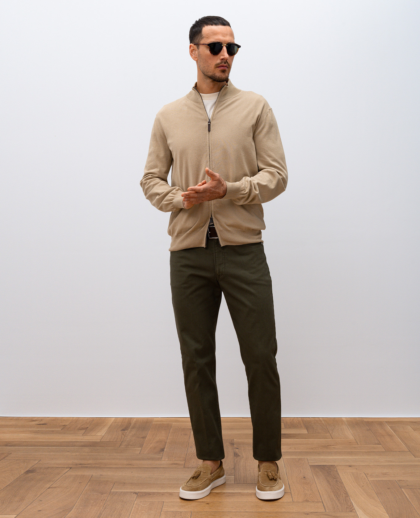 

Green jeans with logo patch Enrico Mandelli