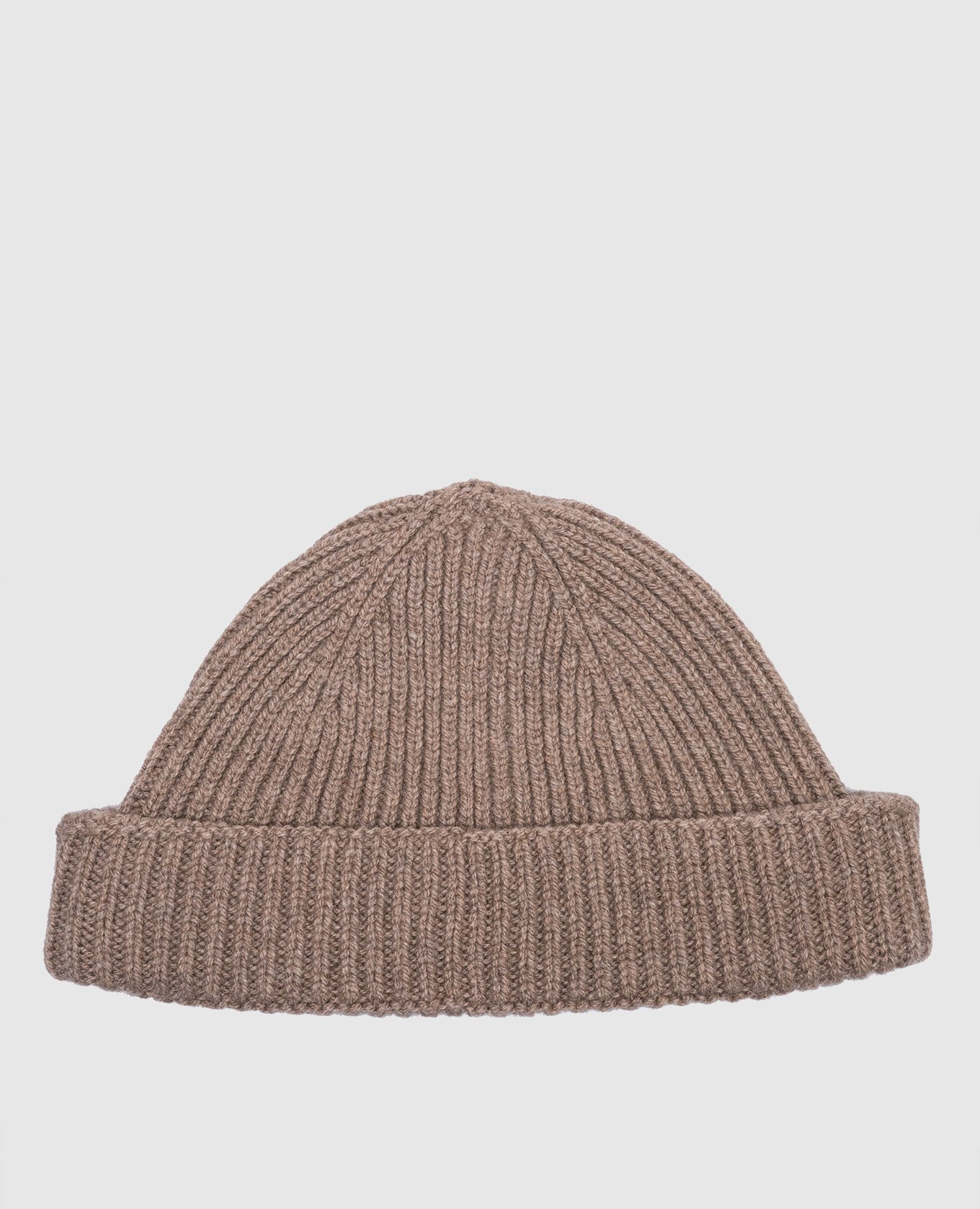 

Brown cashmere and wool beanie hat John Smedley