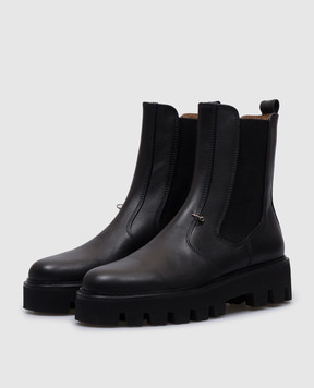 Babe Pay Pls Black leather Chelsea boots with a metal element 4131552807