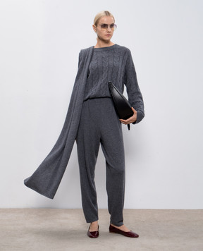LISA YANG Paris gray melange shawl made of cashmere 401529