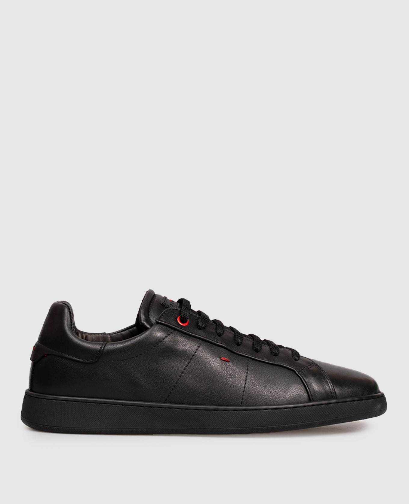 Black leather sneakers with logo Kiton