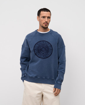 Balmain Blue sweatshirt with Coin embroidery EH1JS007BC89