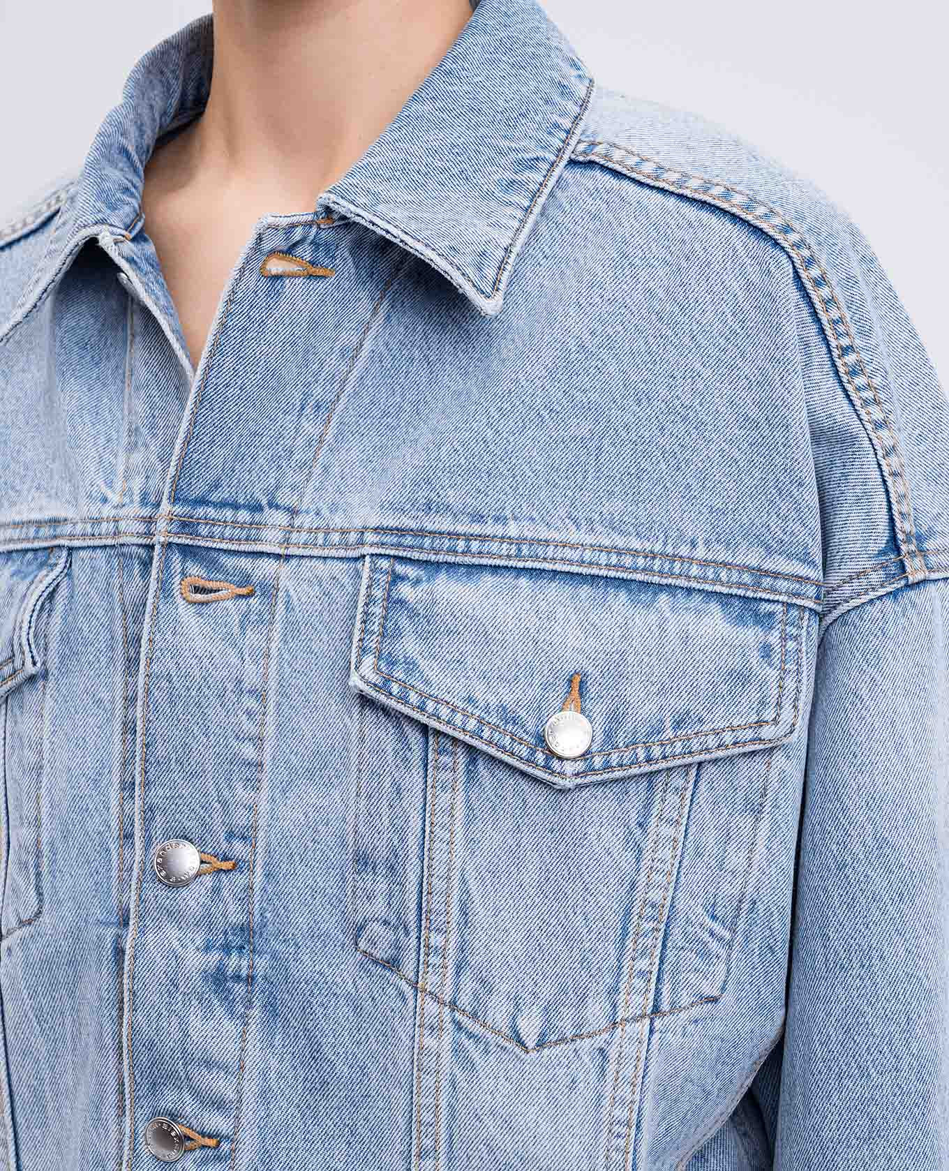 

Blue denim jacket with logo patch Alexander Wang, Light blue
