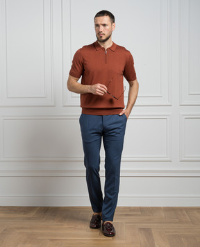 Cashmere&Whiskey Brown polo shirt with silk FS05