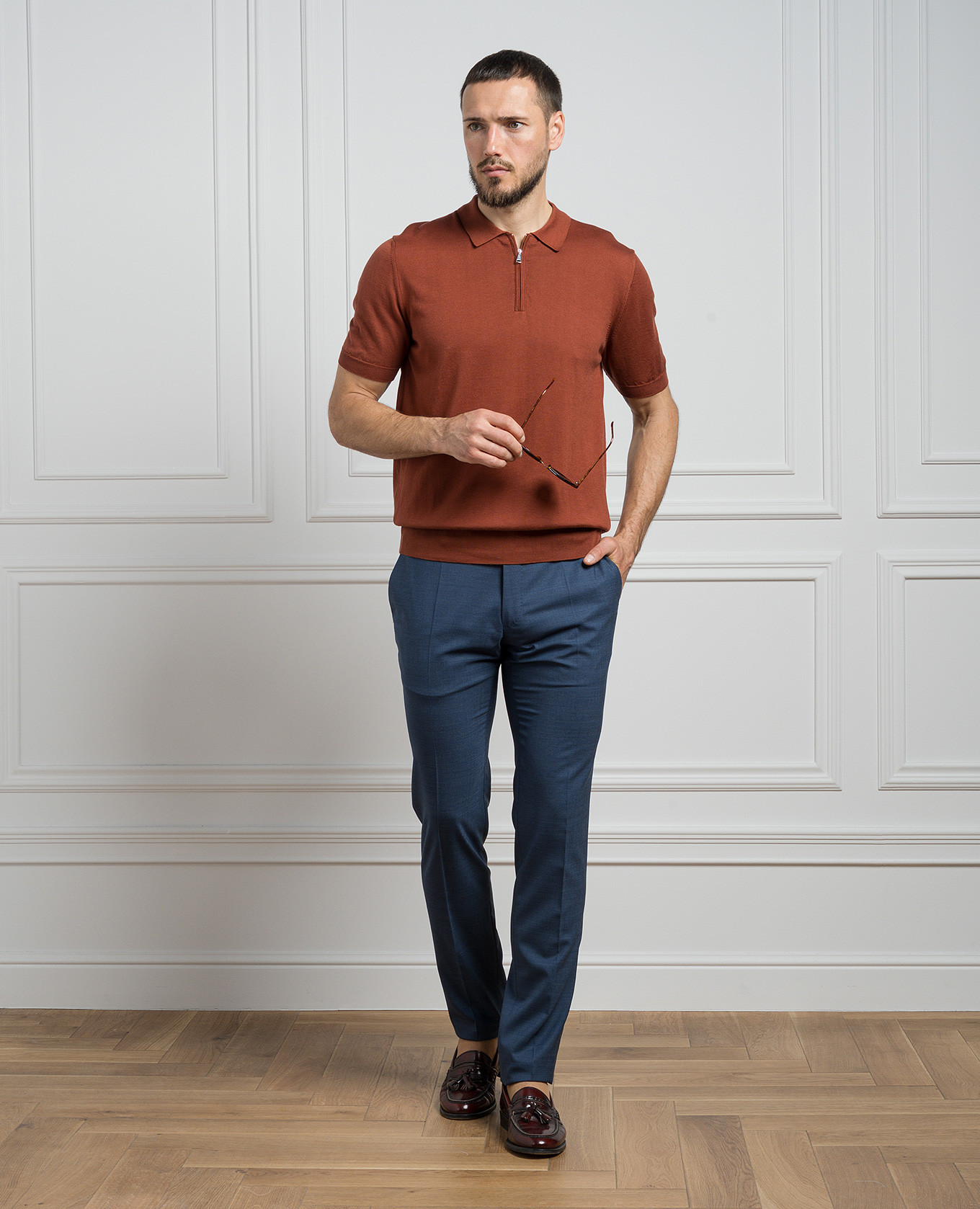 

Brown polo shirt with silk Cashmere&Whiskey