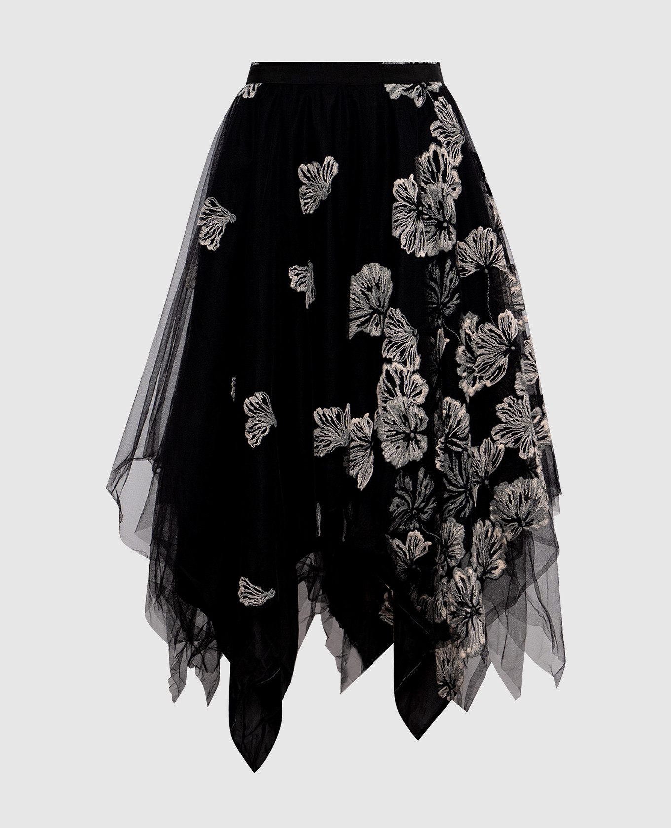 

Black asymmetric skirt with embroidery Marc Le Bihan