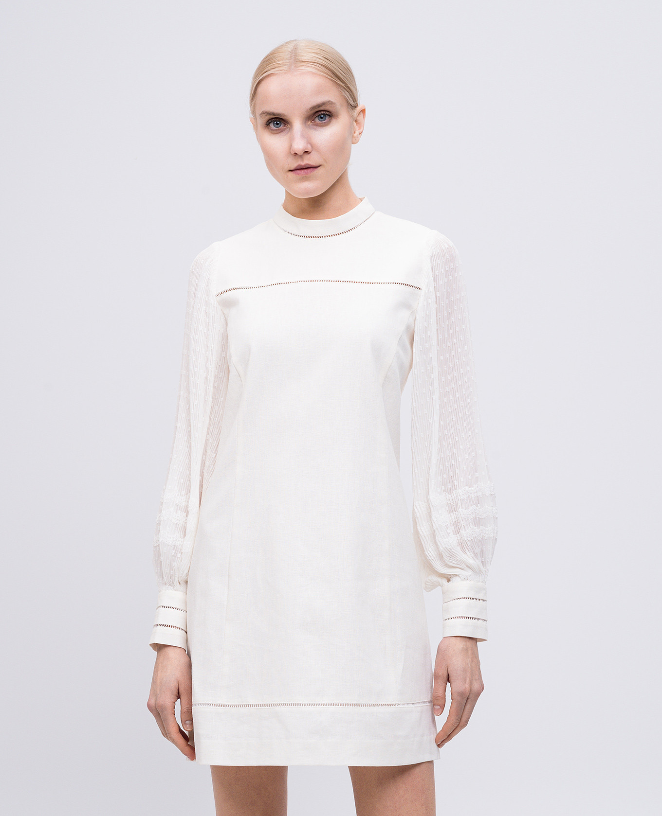 

Beige mini dress with linen Twinset