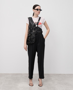 Helmut Lang White printed mesh top P02HW505