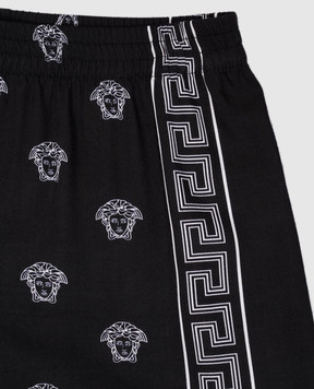 Versace Children's black shorts with Medusa Bandana print 10182681A13057
