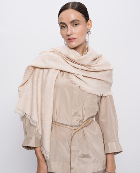 Peserico Beige scarf with wool pattern S31524C0CC656