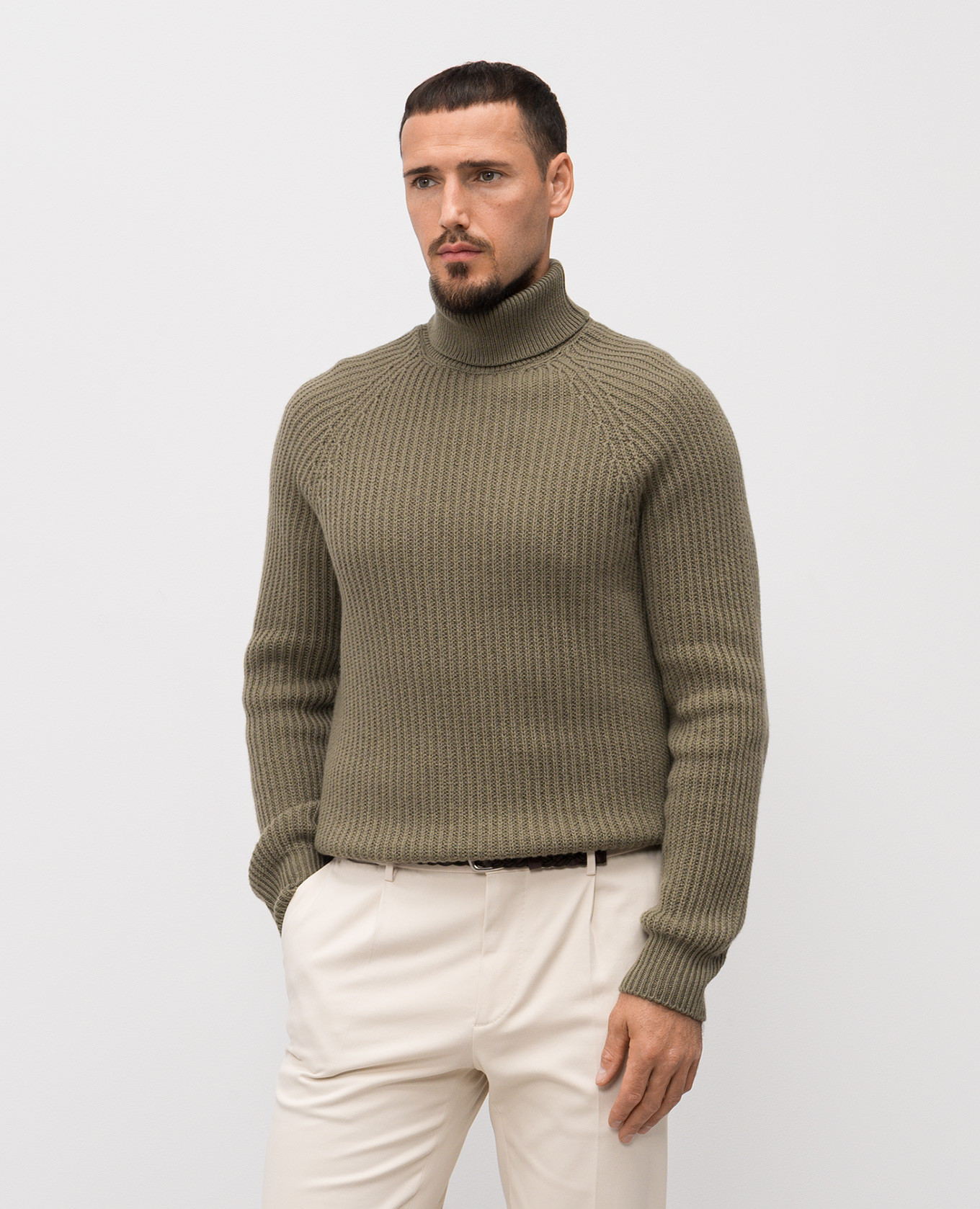 

Khaki cashmere sweater Peserico
