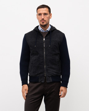 Canali Blue suede and wool combination jacket LE00145O70475