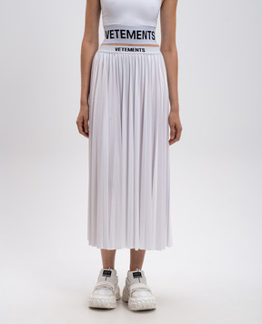 Vetements White logo pleated skirt WA65SK101B