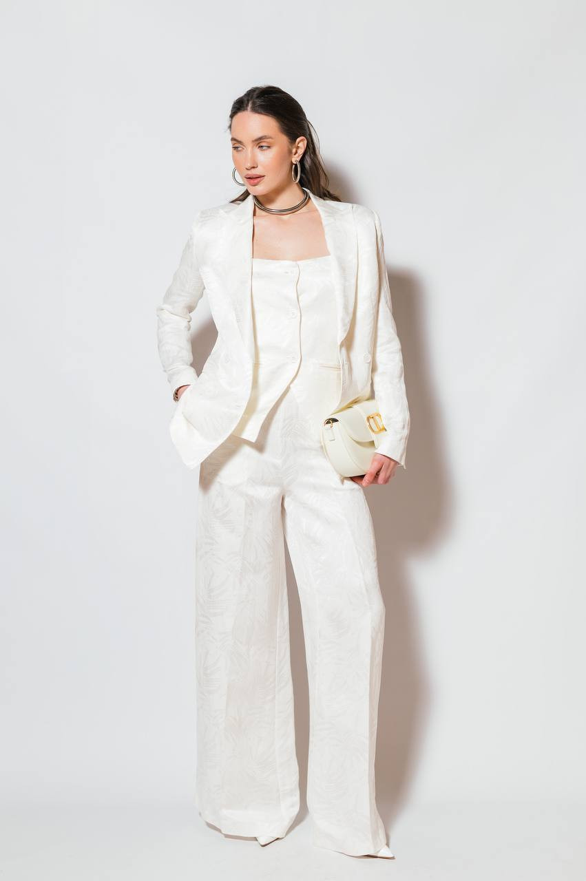 

White palazzos with linen Twinset