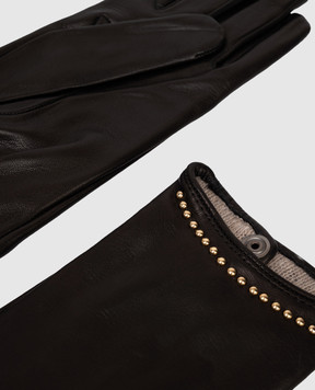 Babe Pay Pls Black leather gloves with rivets 4625