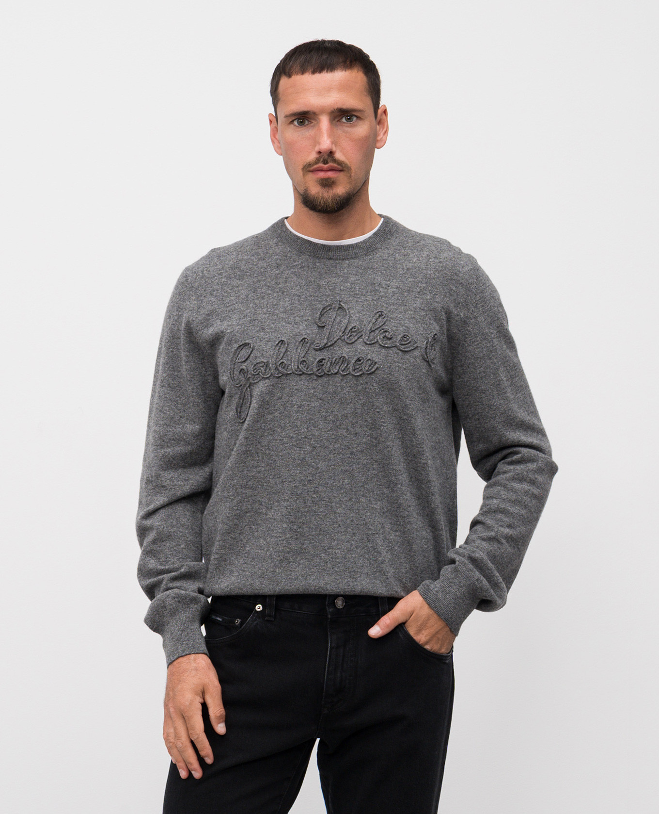 

Grey wool jumper with logo Dolce&Gabbana