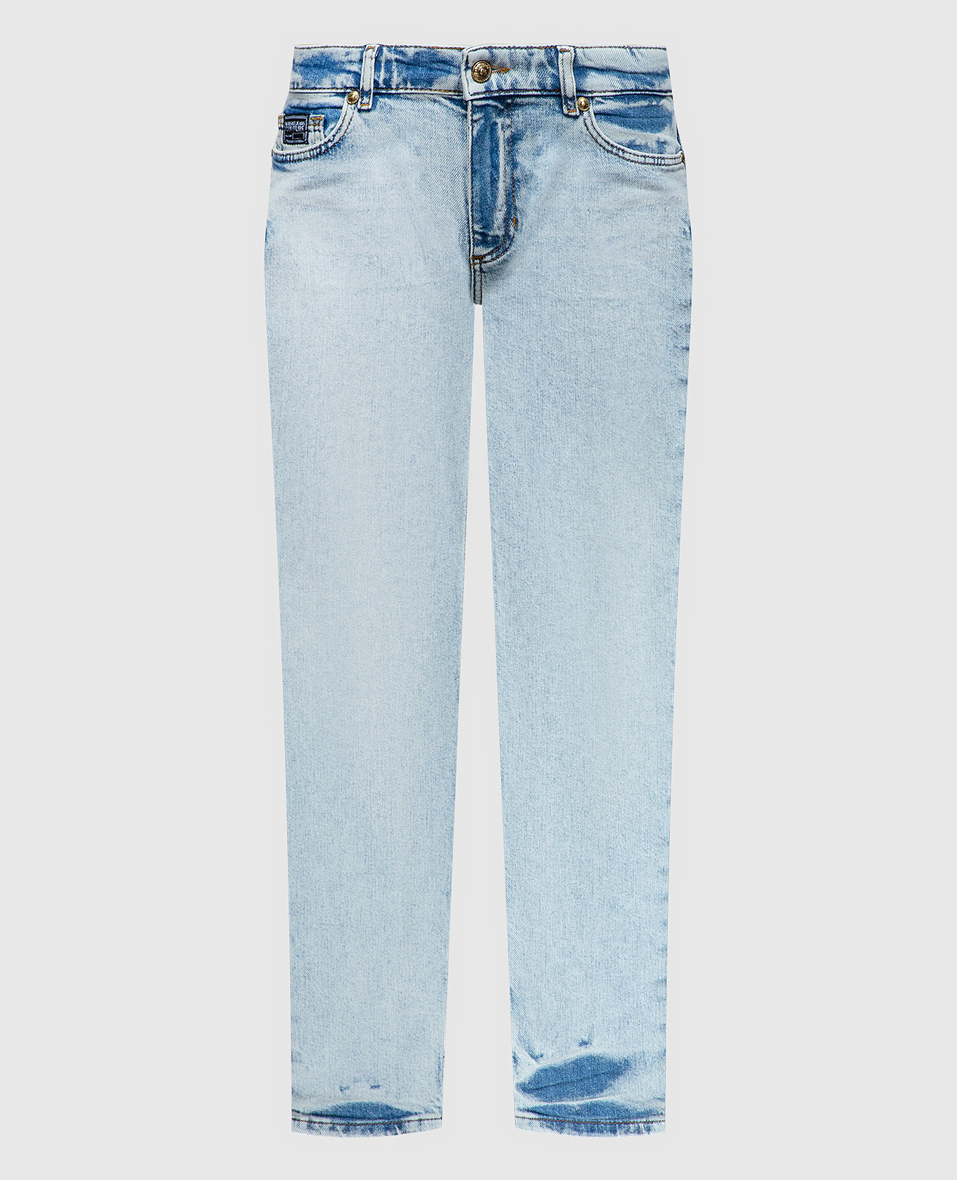 Blue jeans with logo patch Versace Jeans Couture