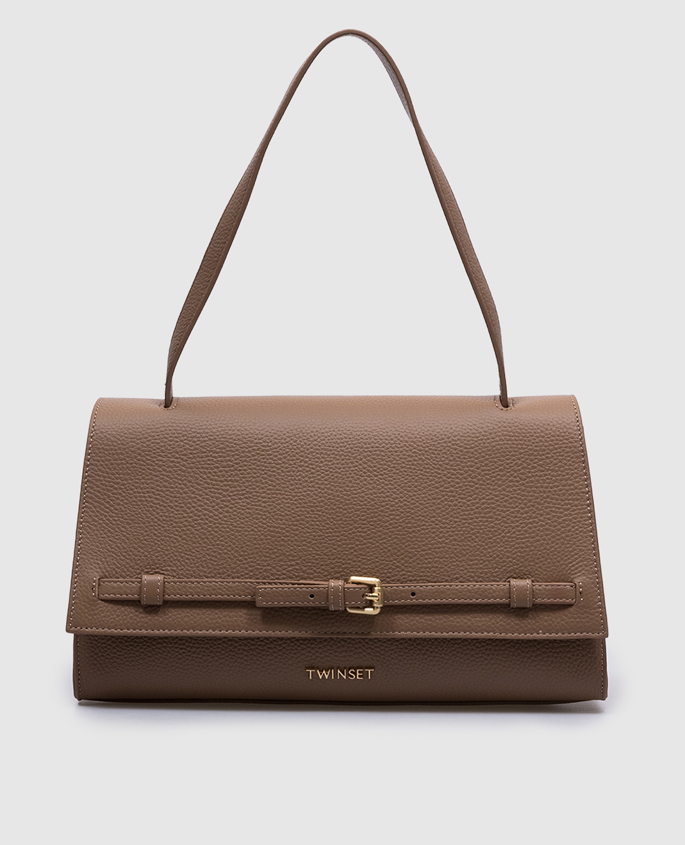 

Beige leather bag with logo Twinset