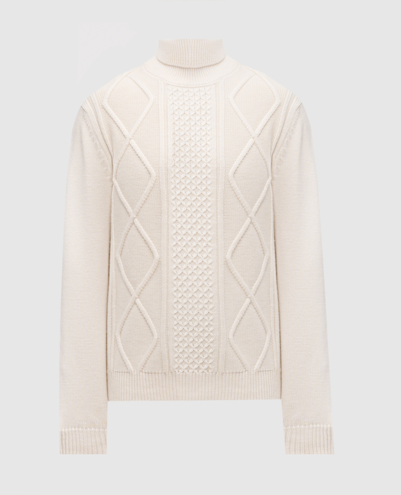 White wool sweater with a pattern Peserico