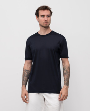 Dolce&Gabbana Blue silk T-shirt with logo G8ST1TFU75F
