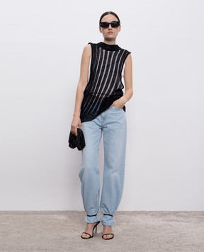 Solotre Black top with openwork pattern M3D0026D