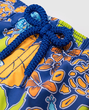Vilebrequin Tropical Turtle Kids Blue Swim Shorts JIMCB113