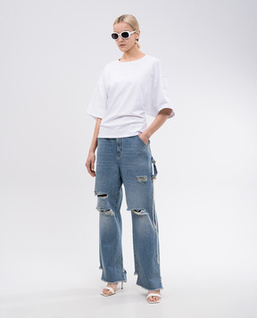 DARKPARK DOYLE white t-shirt with drape WJE07JSW07