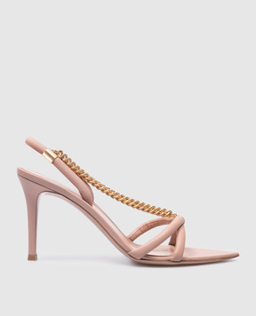 Gianvito Rossi Minerva beige sandals with a chain G3236585RICNAP
